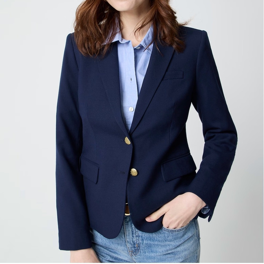 J. Crew Factory Navy Blue Wool Blend Original Schoolboy Blazer Academia Preppy